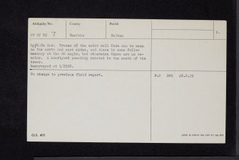 Holmains Tower, NY07NE 7, Ordnance Survey index card, page number 2, Verso