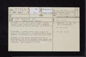 Little Knockilsine Hill, NY09NE 12, Ordnance Survey index card, page number 1, Recto