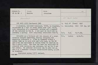 Crunzierton Wood, Raehills, NY09SE 4, Ordnance Survey index card, Recto