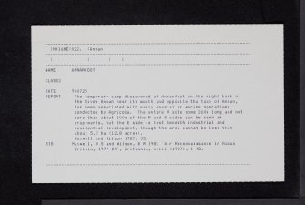 Annanfoot, NY16NE 22, Ordnance Survey index card, Recto
