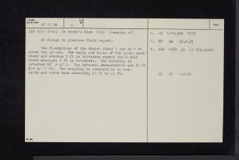 Brydekirk Mains, St Bryde's Kirk, NY17SE 8, Ordnance Survey index card, page number 2, Verso