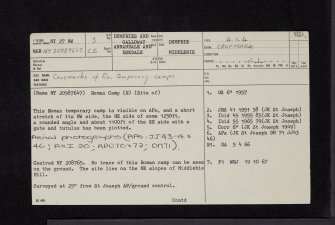 Middlebie Hill, NY27NW 3, Ordnance Survey index card, page number 1, Recto