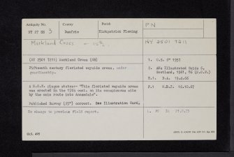 Woodhouse, Merkland Cross, NY27SE 3, Ordnance Survey index card, Recto
