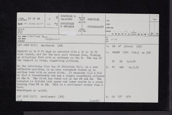 Whitstone Hill, NY28SW 2, Ordnance Survey index card, page number 1, Recto