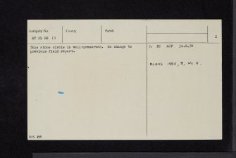Cote, 'Girdle Stanes', NY29NE 13, Ordnance Survey index card, page number 2, Verso