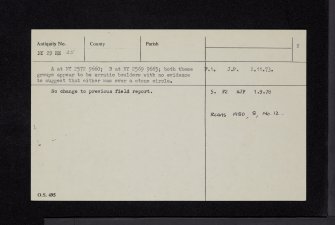 Eskdalemuir, 'stone Circles', NY29NE 25, Ordnance Survey index card, page number 2, Verso