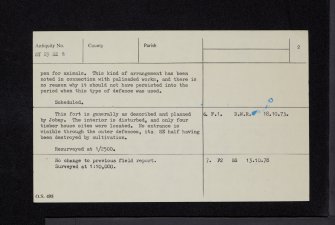 Camp Hill, Bailiehill, NY29SE 8, Ordnance Survey index card, page number 2, Verso