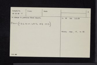 Shiel Burn, NY29SE 13, Ordnance Survey index card, page number 2, Verso