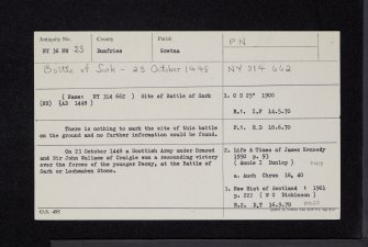 Battle Of Sark, NY36NW 23, Ordnance Survey index card, Recto