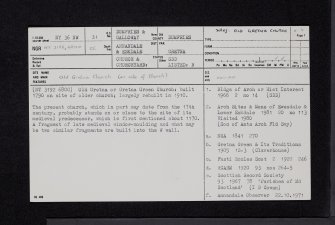 Gretna Green, Old Church And Parish Church, NY36NW 31, Ordnance Survey index card, page number 1, Recto