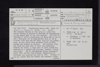 Barntalloch Castle, Staplegordon, NY38NE 4, Ordnance Survey index card, page number 1, Recto