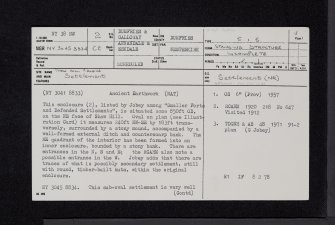 Shaw Hill, Calkin, NY38NW 2, Ordnance Survey index card, page number 1, Recto