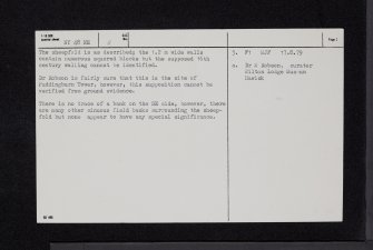 Puddingburn Tower, NY48NE 5, Ordnance Survey index card, page number 2, Verso