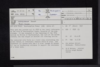 Westburnflat Tower, NY48NE 11, Ordnance Survey index card, page number 1, Recto