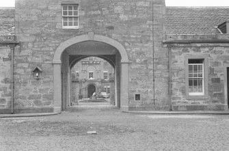 Detail of clock tower arch in stable block, Culzean Castle.