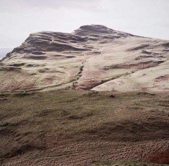 View of archaeological landscape at Quarterside of Lipney and Dumyat from east.