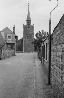 General view of Chalmers Memorial Church, Gosford Road, Port Seton, from N along Manse Lane.