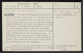 East Barns, NT77NW 3, Ordnance Survey index card, Page 1, Recto