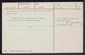 East Barns, NT77NW 3, Ordnance Survey index card, Page 1, Verso