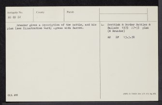 Battle Of Bannockburn, NS89SW, Ordnance Survey index card, Recto
