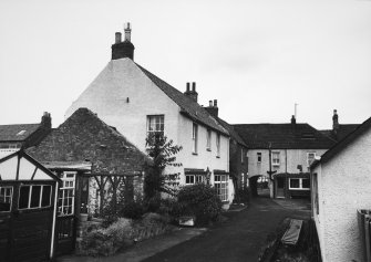 General view of St Andrew's Square, High Street, Ayton, from  SW, including Mews Cottage and Croftview House.