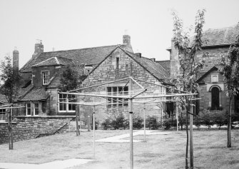 N elevation, showing the church hall to the left.