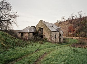 View from E showing mill (right) and grain drying kiln (left)