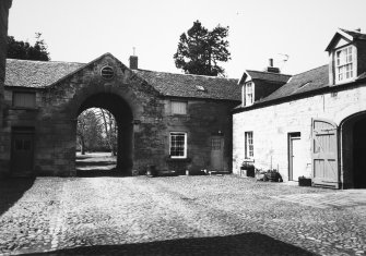 View of arched entrance from inner courtyard.