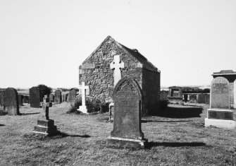 View of watch house and churchyard.