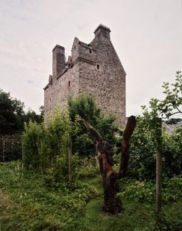 View of tower house and sculpture from SSE