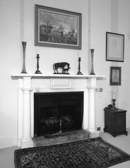 Interior. East wing Drawing room early 19th century marble fireplace