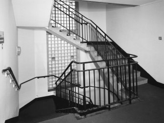 Interior.
N wing, S staircase, general view.
