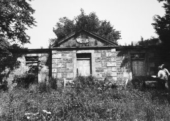 View of door and pediment.