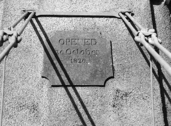 Detail of plaque on S pylon marking opening 26 October 1826.