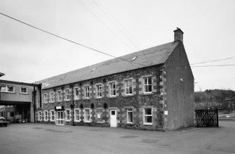 Selkirk, Dunsdale Haugh, Dunsdale Road, Riverside Mills
View from west of Administration,Sales,Store block at east side of works, fronting onto Dunsdale Road