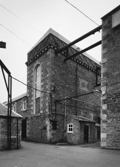Selkirk, Dunsdale Haugh, Dunsdale Road, Riverside Mills
View from north east of former engine house (originally housed a beam engine), with cast-iron water tank on roof