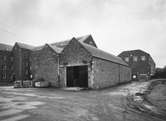 Selkirk, Dunsdale Haugh, Dunsdale Road, Riverside Mills
View from north of storage and inspection bays at the north end of Original Spinning Mill