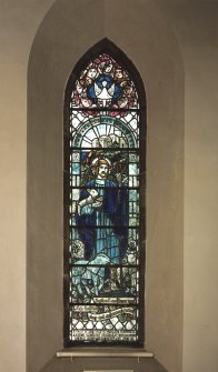 Interior.
View of stained glass window.