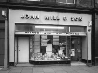 View from SE of John Mill and Son shop front.