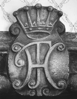 Harden House
Detail of monogram centre-piece over fireplace in East gable, first floor