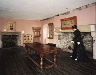 Interior. View of 1st floor hall from S