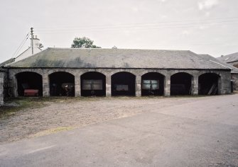 View of cart sheds from N