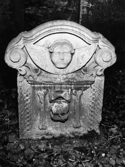 View of gravestone.