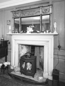 Interior.
Dining room, detail of fireplace.