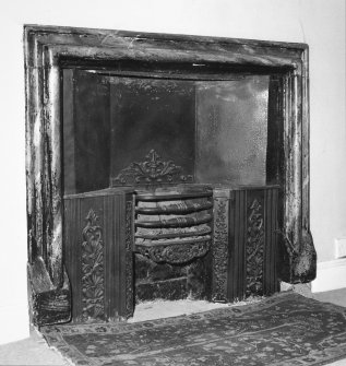 Interior.
Bedroom, detail of fireplace.