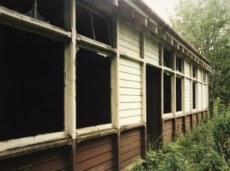 Detail of N side showing station building's timber frame construction.