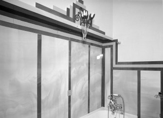 Interior.
First floor, N bathroom, detail of 'Vitrolite' panelling.