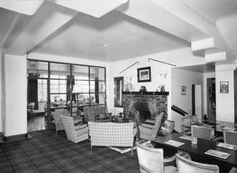 Interior.
Lounge, view from NE looking through glazed screen to dining room.