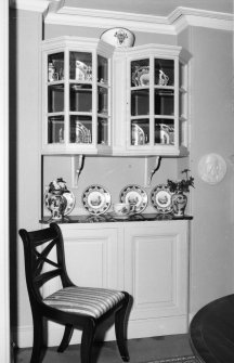 Interior. Ground floor, new, W facing, dining room, fitted cabinet (originally situated in boudoir adjacent to drawing room), detail