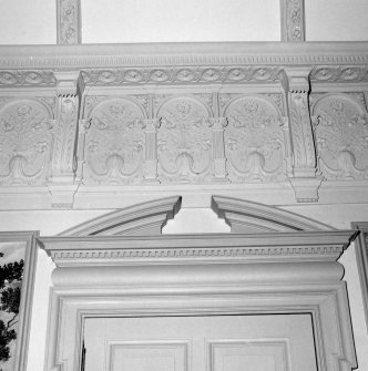 Interior. First floor, music room (former billiard room), frieze door, detail